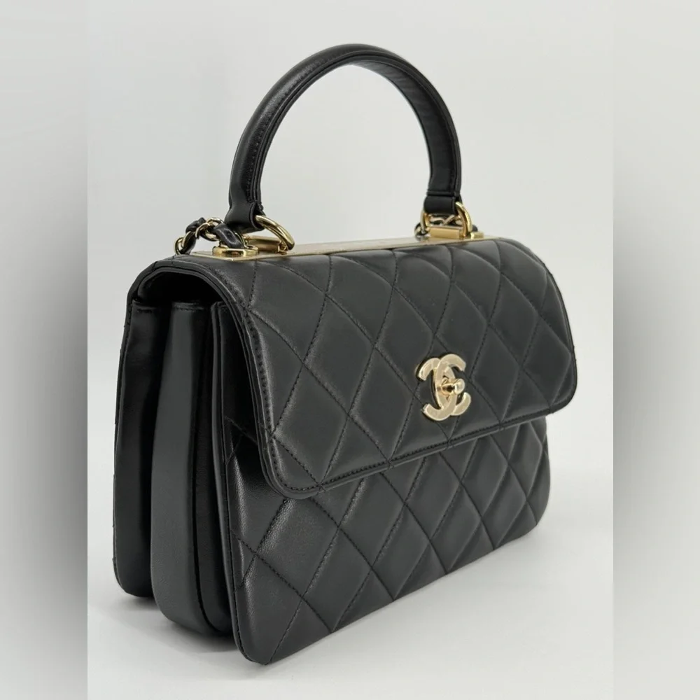 Chanel Trendy CC Small Black Lambskin Top Handle Shoulder Bag